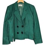 Guy Laroche Paris Vintage Womens Size S Green Black Plaid Double Breasted Jacket Photo 5