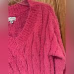 Lucky Brand  Plush‎ Fuzzy Cable Knit V-Neck Pullover Sweater in Hot Pink Size XS Photo 1