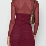 Burgundy Mesh Sleeve Bodycon Dress Size L Photo 4