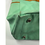 Vintage Tote Bag Leather Trimmed Accents Travel Purse Green Photo 6