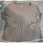 Free People Taupe Long Sleeve Babydoll Tunic Top Size L Photo 0