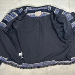 Ann Taylor LOFT Jacket Blazer Fringe Trim Aztec Blue White Black Size Womens 4 Photo 3