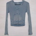BDG Urban Outfitters  Women's Small Light Blue Ribbed Pullover Hooded Sweatshirt Photo 0