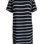 Apt. 9  Black & White Striped Short Sleeve V Neck Pockets Shift Dress Size Large Photo 0