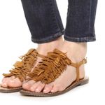 Sam Edelman Gela Suede Fringe Ankle Strap Thong Sandals brown 8 Photo 0