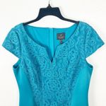 Adrianna Papell Cap Sleeves Front Back Lace Panel Exposed Back Zipper Dress 14 Photo 6