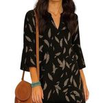 Johnny Was Silk-Blend Dress with gold feather print w/ velvet bottom NWT Photo 0