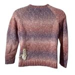 Talbots Vintage Snowman Mohair Sweater L | Holiday Ombre Confetti Knit Appliqué Photo 2