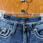 Vigoss  Women's  Chelsea  Heritage fit Blue Straight Leg capris raw hem. Photo 3