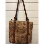 Patricia Nash Tooled Leather Fringe Tote Bag Purse Brown Floral Western Photo 3