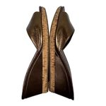 Talbots Women's Wedge Sandals Size 9.5 Copper Brown Leather Open-Toe Slip-On Photo 8