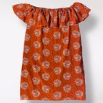 Madewell  Red Palm Print Ruffle Off Shoulder Silk Mini Dress Size M‎ Classic Photo 2