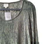 H.I.P. NWT π« 2-Piece Set, Olive Green Sheer Lace Retro Peasant Top+Tank Top, 1X Photo 5