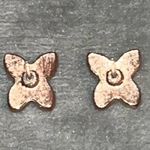 Vintage CZ Butterfly Rose Gold Tone Stud Earrings Pink Photo 5