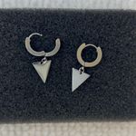 Titanium Steel Geometric Triangle Dangle Drop Earrings for Men Women Silver Photo 1