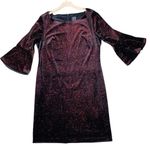 VINTAGE JH EVENINGS Sparkly Velvet Bell Sleeve Shift Dress Black Size 18 Photo 0