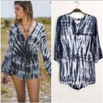 Cloth & Stone Anthropologie Tie Dye Romper Rayon Dark gray/blue White Shorts - S Photo 1