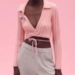 ZARA new tied knit cardigan wrap sweater stretchy lapel pink size small Photo 3