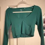 PacSun Teal Ribbed Long Sleeve Crop Top Photo 0