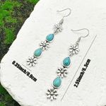 NEW BOHO turquoise floral dangle earrings, turquoise dangle drop earrings flower Photo 2