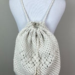 Crochet Backpack Scrunch Top Bag‎ Ivory Boho Bohemian Photo 0