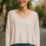 We The Free Cream White Oversized Long Sleeve Top Boho Slouchy Flowy Size M Photo 0