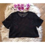 ZARA NWT Black Knit Mesh Embroidered Crop Top Photo 3