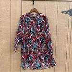 The Pioneer Woman Women’s Shirt Blouse Micro Ruffle Floral Tiered Tunic Size XL Green Photo 2