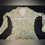 Talbots Dress 8 Green White Crossover bodice Tie Closure Flare 3/4 Sleeve Photo 7