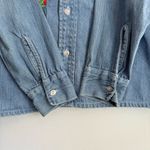 Vintage Natex Folkloric Mexican‎ Embroidered Denim Shirt Eyes Birds Mushrooms S Blue Photo 7