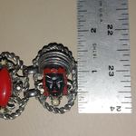 Vintage Selro Selini Bracelet MCM Red Black Enamel Lady Princess Faces Large Photo 4