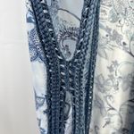 Chico's Chico’s Size S/M Kimono Floral Knit Trim Ruana Crochet Detail Blue Open Front Photo 8