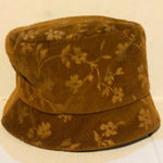 Vintage Norbu Canada Floral Corduroy Bucket Hat-Small-Quilted Lining-Brown-Y2K Photo 0