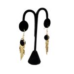 Gold Tone Black Circle Dangle Earrings Boho Chandelier Fringe Statement New Photo 1
