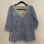 Gretchen Scott Designs Blue Floral V Neck Tunic Top Coverup Photo 0