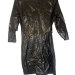 ZARA Black Fitted Bodycon Faux Leather Ruched Dress Women Sz M Photo 6