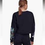 Adidas X Farm Rio Cropped Floral Fleece Logo Sweatshirt Loose Size medium Navy Photo 3