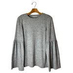 ZARA  Trafaluc Sweater Women Small Gray Knit Crew Neck Long Bell Sleeve Pullover‎ Photo 1
