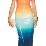 RUNAWAY THE LABEL NEW  orange blue sunset ombre sequin Benito  midi dress XL Photo 0
