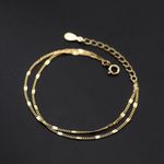 18K Gold Plated Simple Adjustable Double Layer Bracelet for Women Photo 1