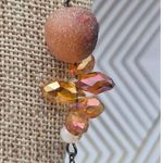 Amber Glass Chrystal Bead & Natural Stone 38" Necklace Black Chain Neutral Photo 3