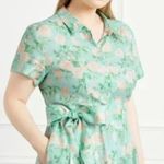 Hill House  The Laura Dress Shirtdress Blue Roses Linen Belted Short Mini Photo 2