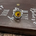 Handcrafted Women’s Yellow Daisy Flower Glass Cabochon Stainless Steel Ring Photo 3