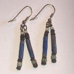 Vintage Boho Dangling Beaded Tribal Western Pierced Earrings Blue Photo 5