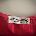 Terzo Millennio Shift Dress Red 100% Linen Pull Over Eyelet Made in Italy Sz L Size L Photo 1