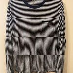 J.Crew Womens  Slub Cotton Blue White Striped Long Sleeve Pocket Tee Size Medium Photo 0