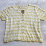 Adora Yellow & White Striped Button Front Slub Yarn Knit Top NWT Size M Photo 3