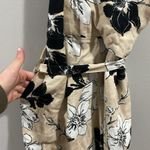 Dotti Black & Beige Floral Jumpsuit adjustable straps and zipper closure Tan Size 10 Photo 6