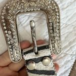 Womens Leather Belt Black White Zebra Print Bling Rhinestone cowgirl Photo 5