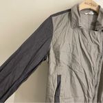 Eileen Fisher Organic Linen Moto Jacket Gray Colorblock Small Photo 4